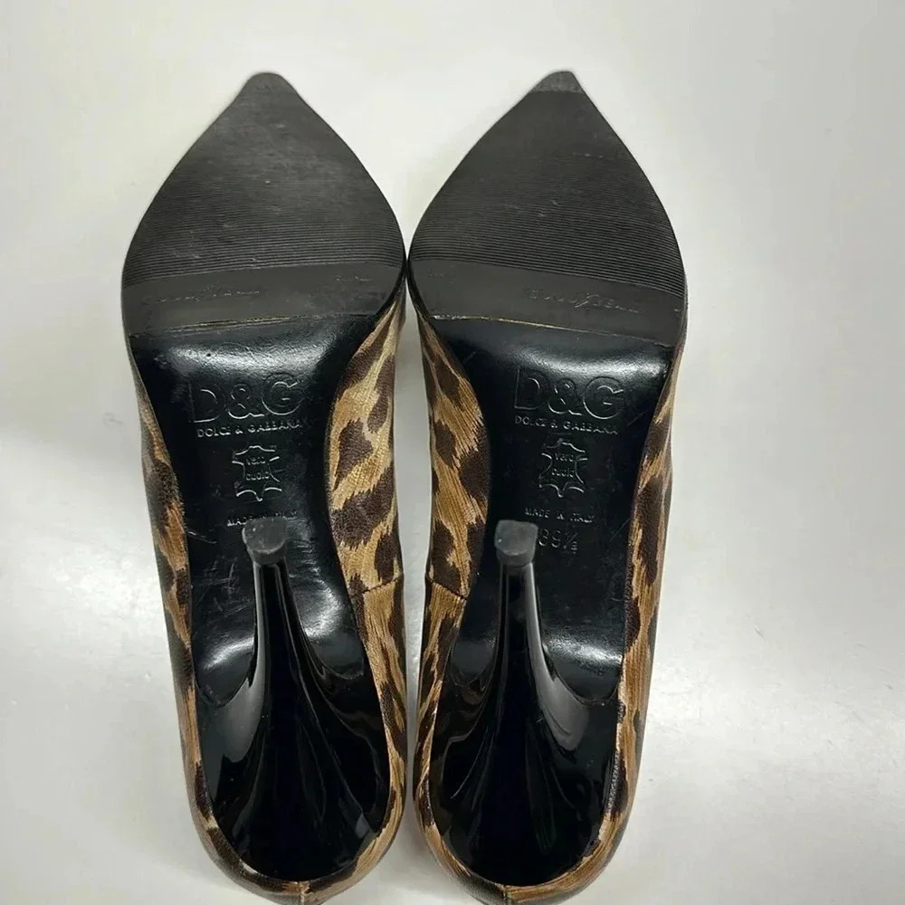Dolce & Gabanna High Heel Shoes Pumps Cheetah Animal Print Brown Size 39.5 9.5 - Picture 11 of 13